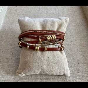 Stella & Dot leather beaded wrap bracelet